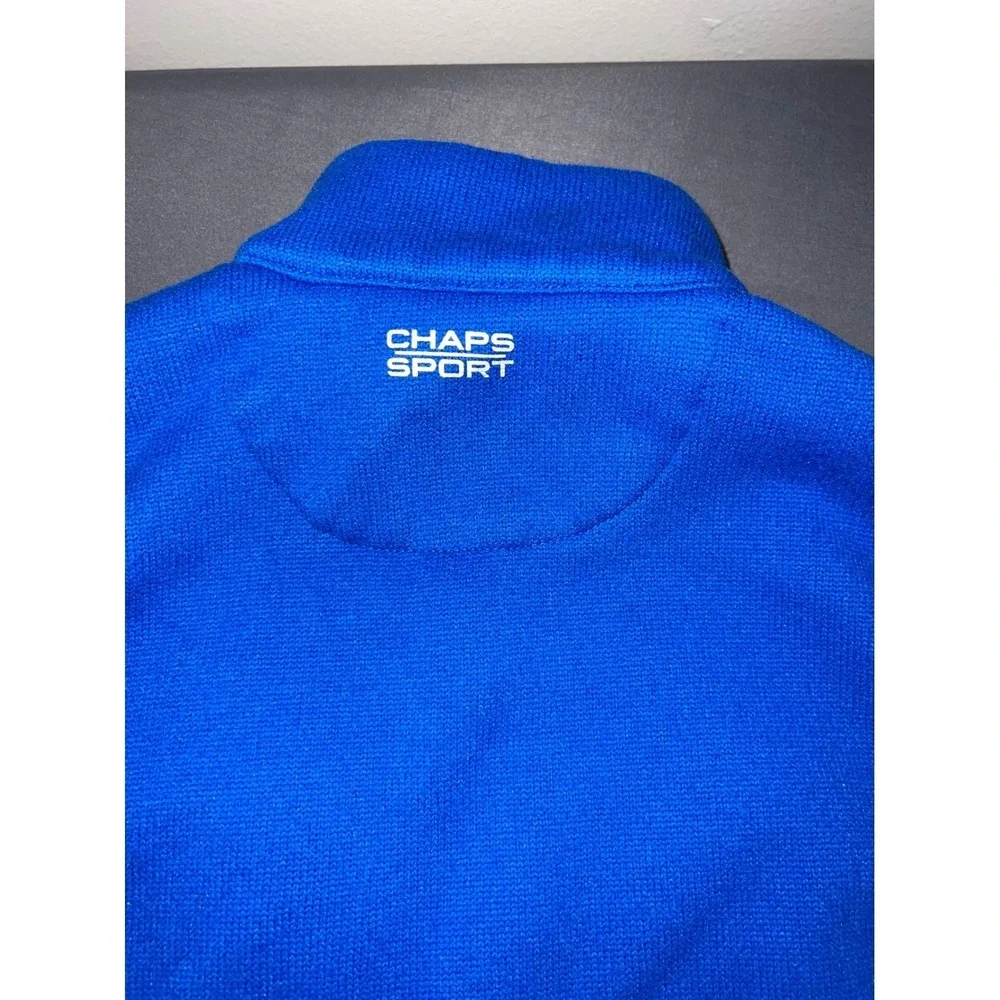 Chaps Sport Mens Royal Blue Full Zip Fleece Vest Mock Neck Size Medium